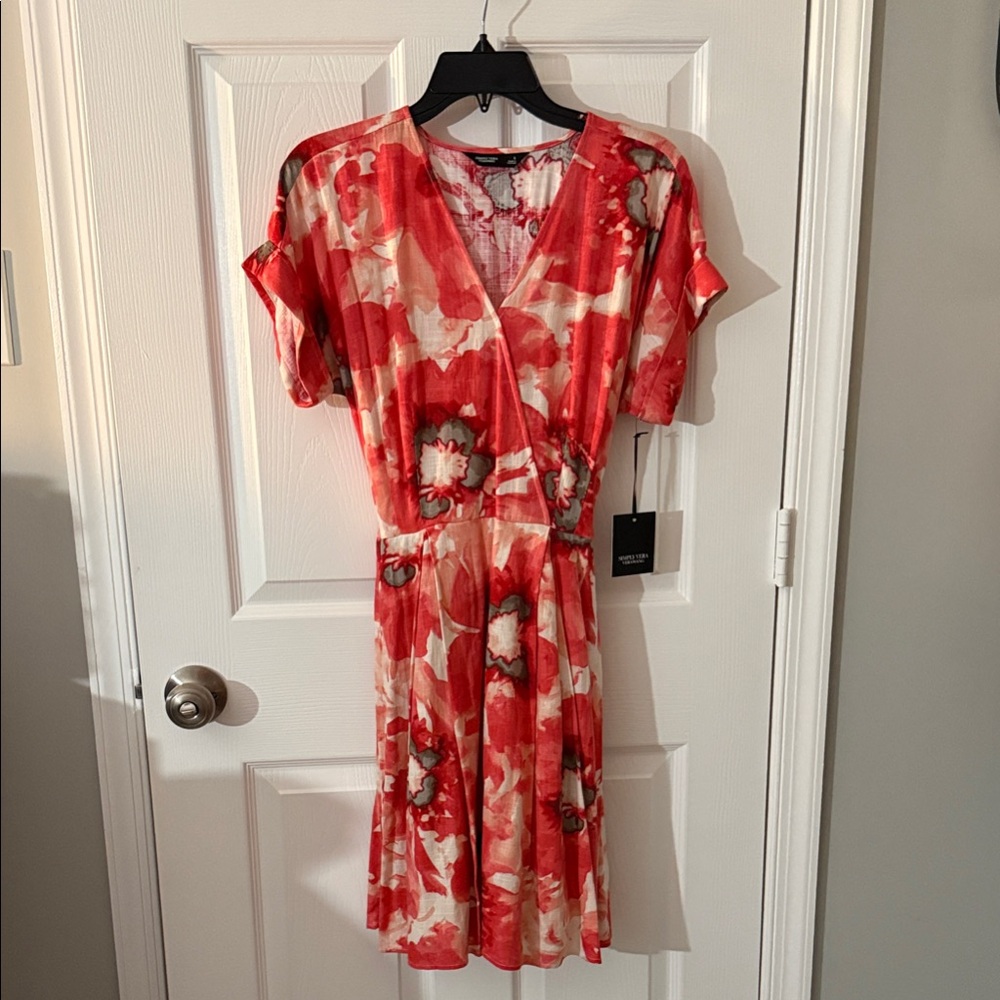 SIMPLY VERA VERAWANG Peachy Abstract Floral Dress, S, NWT
